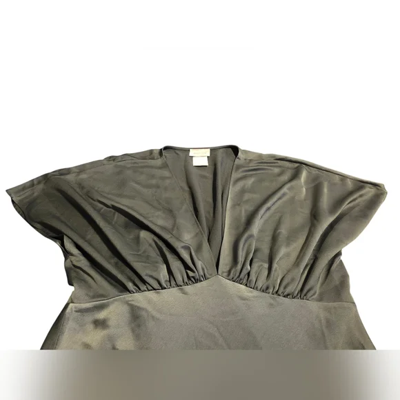 BHLDN Amelia Deep-V Neck Formal Green Satin Maxi Dress Size 22W EUC BHLDN Amelia Deep-V Neck Formal Green Satin Maxi Dress Size 22W EUC